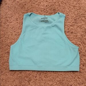 Garage Women's Light Blue Ribbed Crop Top Size Small
